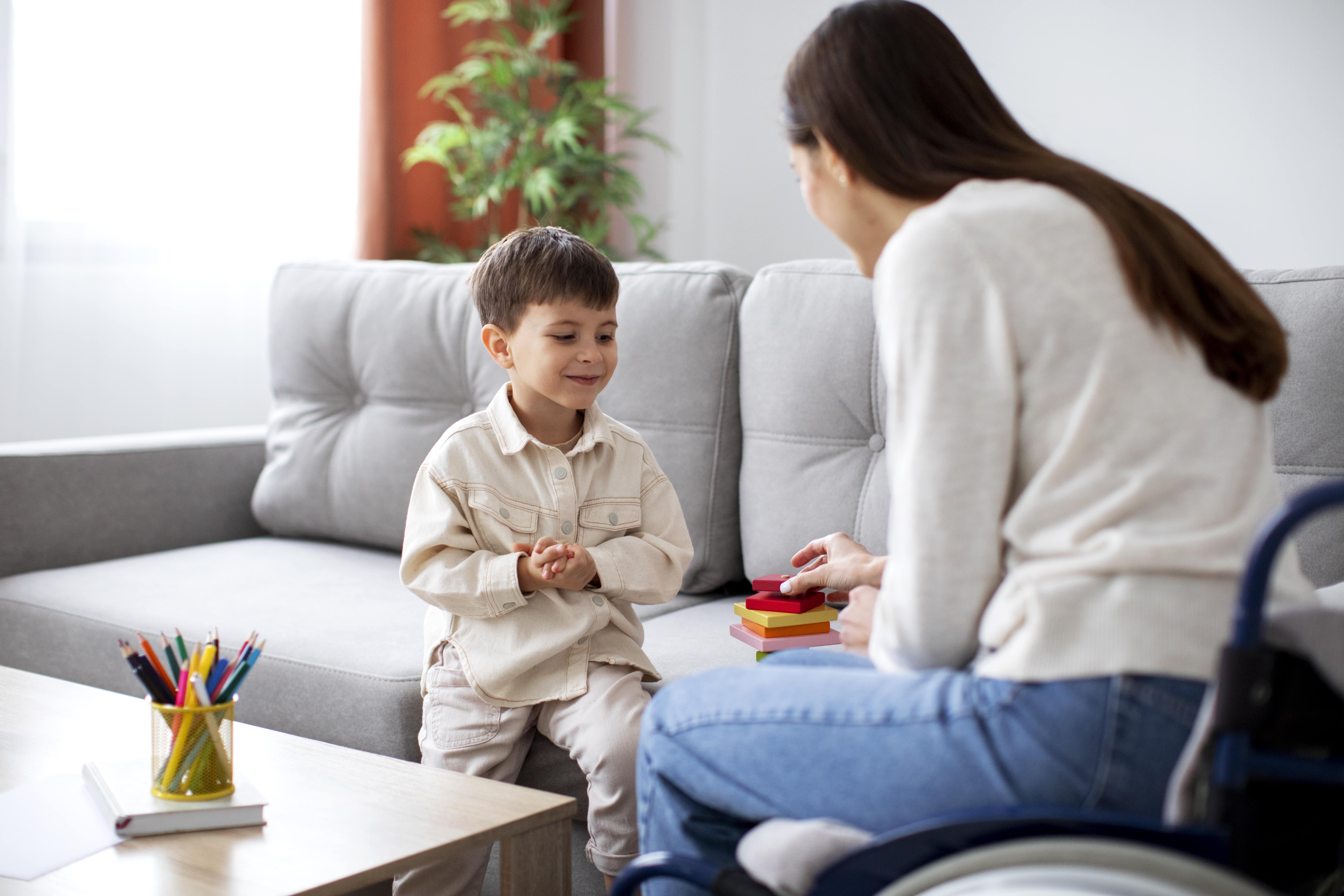 child helping his disabled mother 1 min