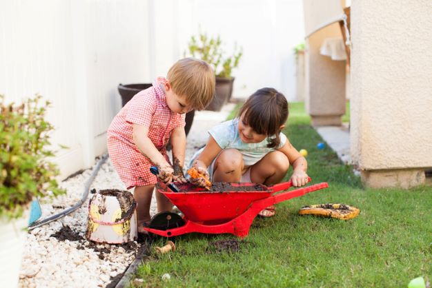 kids playing in mud